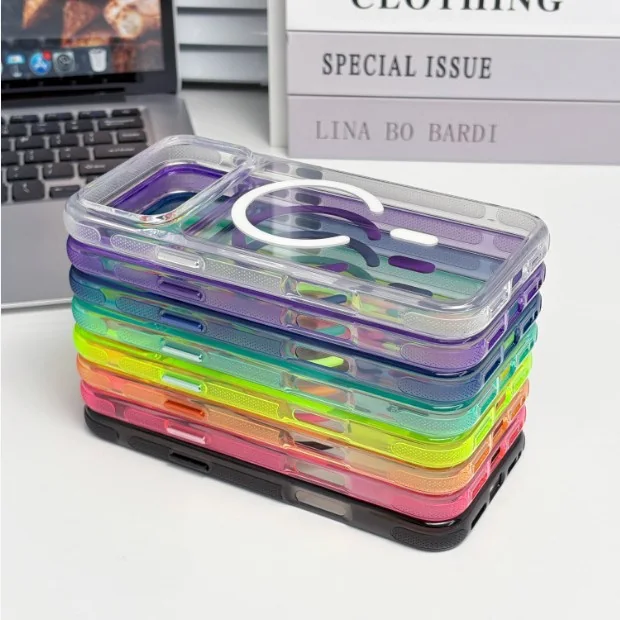 cross-border compatible with iphone17ProMax phone case Apple magnetic attachment crystal diamond magnetic ring crystal-clear ultra-thin feel wireless charging