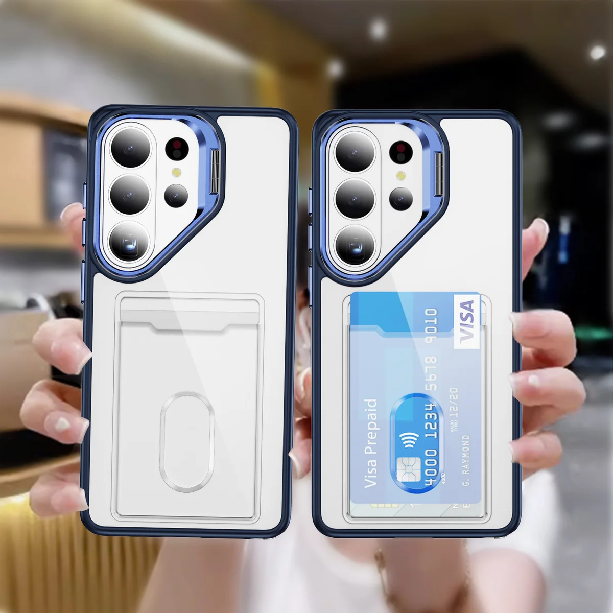 cross-border compatible with Samsung S26 Ultra Sky Mirror vertical card slot B style phone case card slot 2 camera-ring kickstand