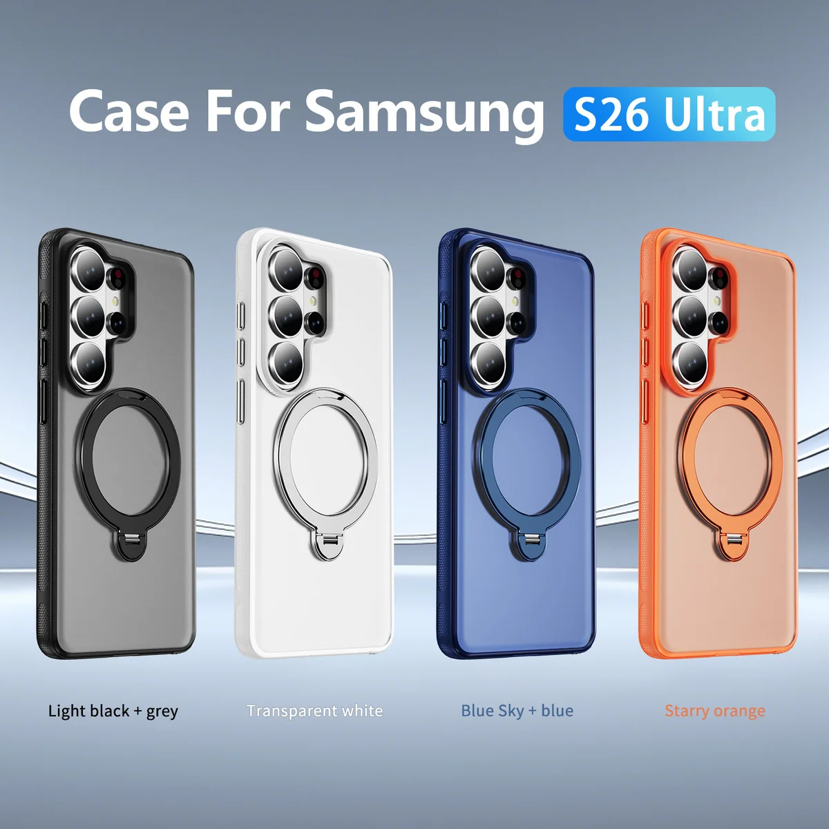 cross-border compatible with Samsung S26 Ultra magnetic attachment ring kickstand phone case 360° rotating shockproof protective case