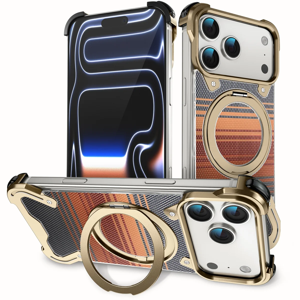 titanium alloy borderless Kevlar armor wireless charging gear phone case compatible with Apple IP 17PRO MAX