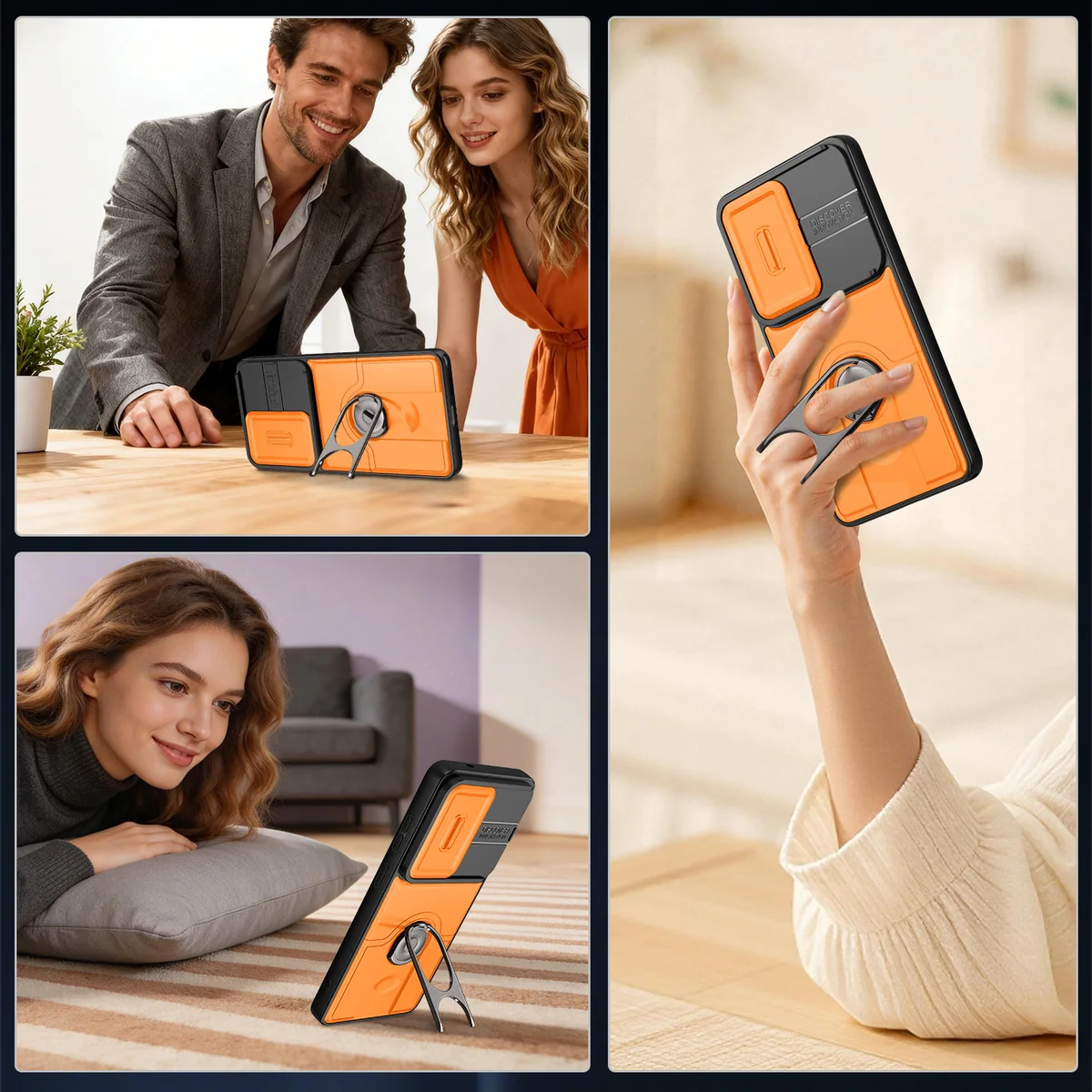 cross-border compatible with Samsung S26Ultra Lingtuo sliding camera cover 2-in-1 shockproof phone case hidden kickstand metallic finish
