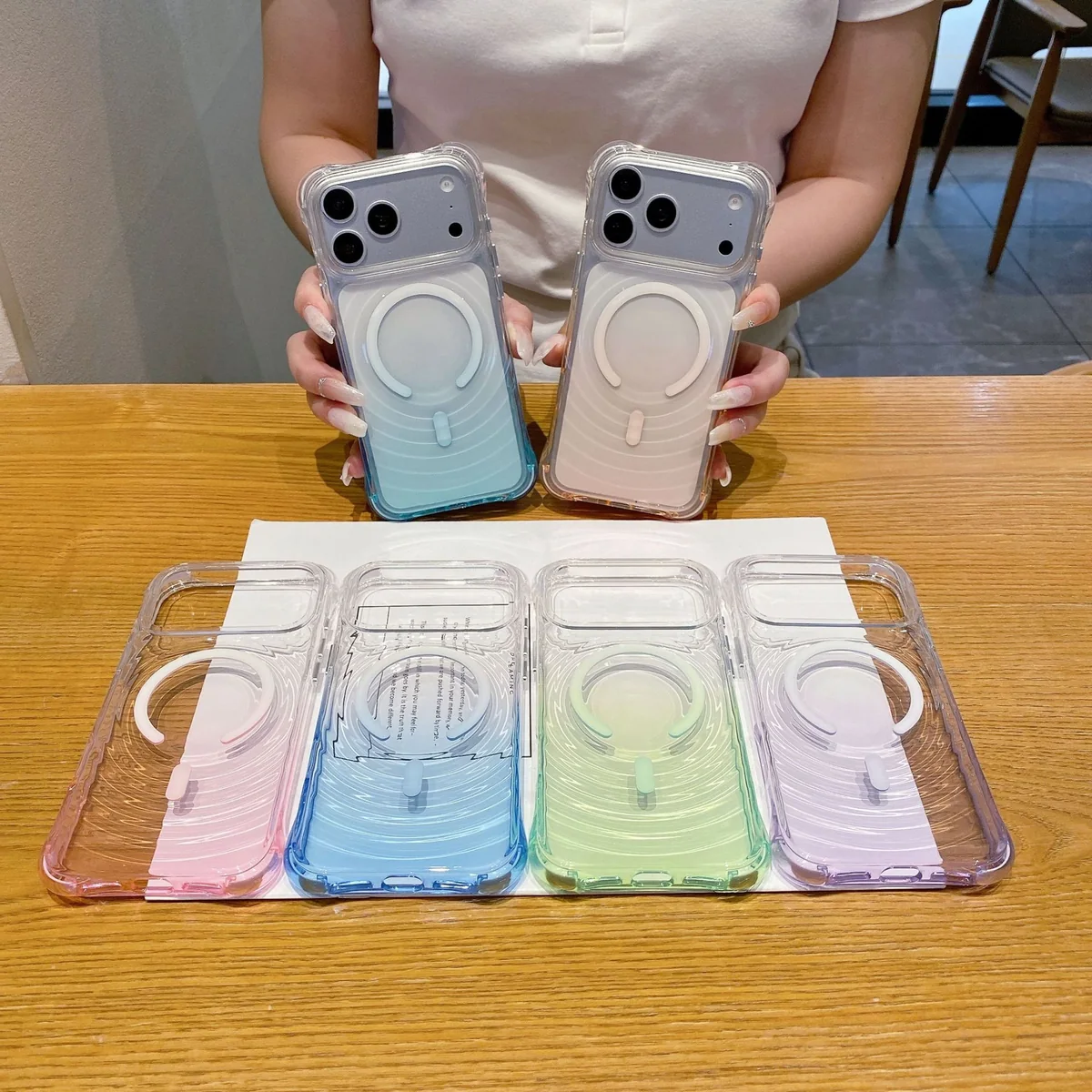 cross-border compatible with IP18ProMax phone case Ripple case magnetic attachment gradient color 2.3mmTPU Apple 18Pro