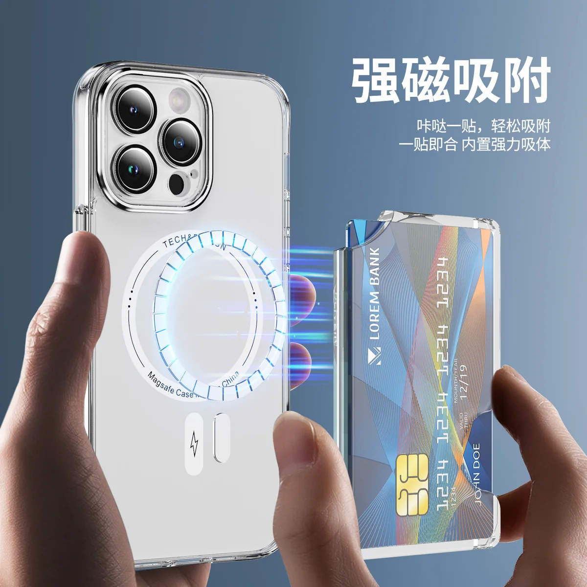 side card slot wrap magnetic ring dual-card PC scratch-resistant fully adjustable phone case accessories magnetic attachment compatible with Apple Samsung