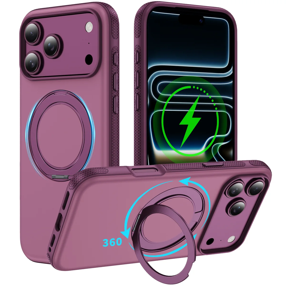 cross-border compatible with IP18 Pro Max kickstand case two-tone original-style gear phone case Apple 18 PRO cherry red