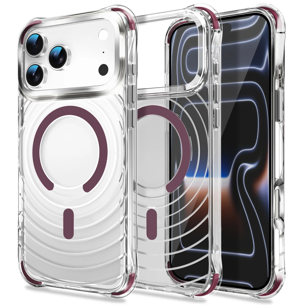 compatible with Apple 18ProMax phone case Ripple case magnetic attachment ultra-clear reinforced corner air cushions shockproof iPhone18Pro