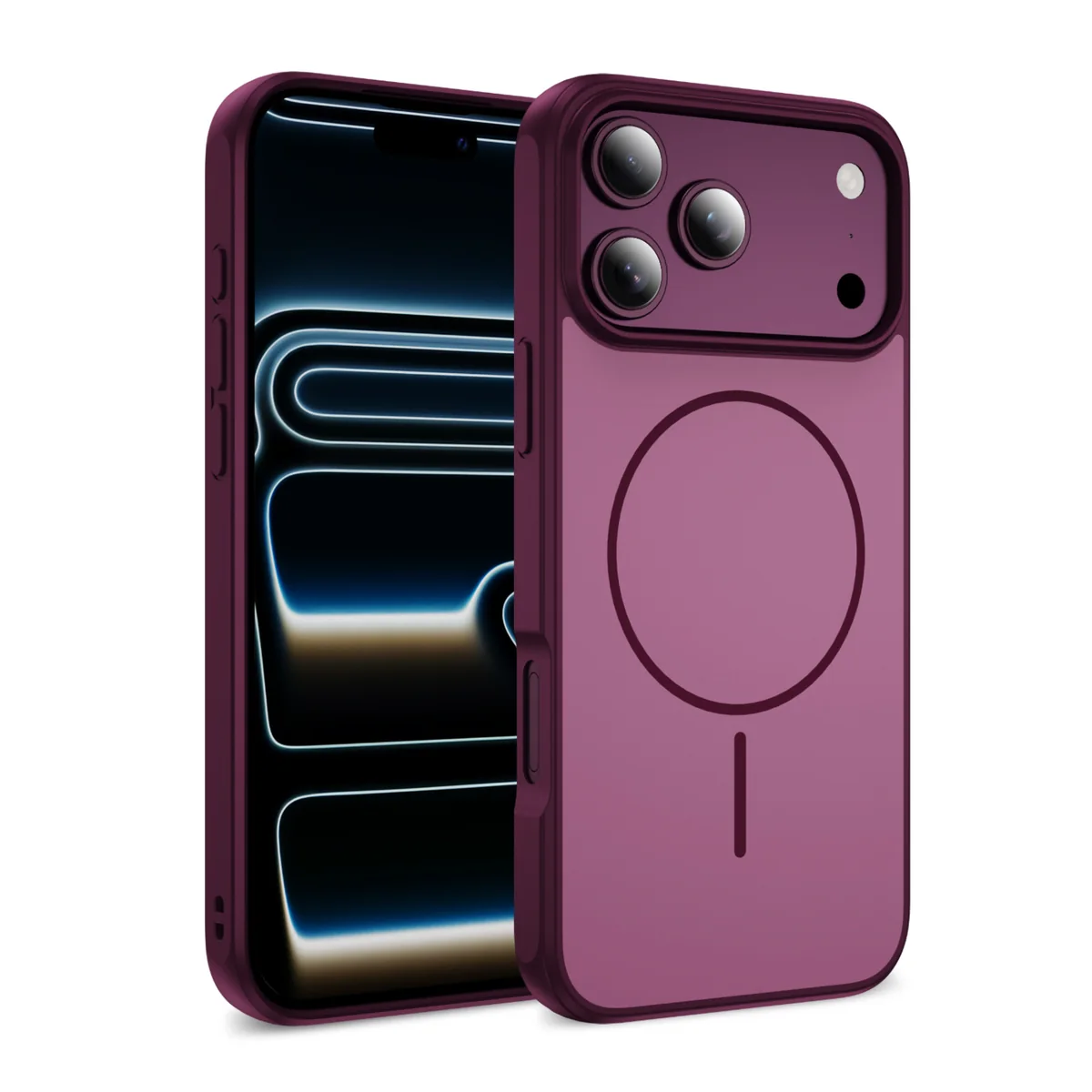 cross-border compatible with Apple 18PRO EyeShip two-tone original-style magnetic ring phone case IP18 PRO MAX cherry red