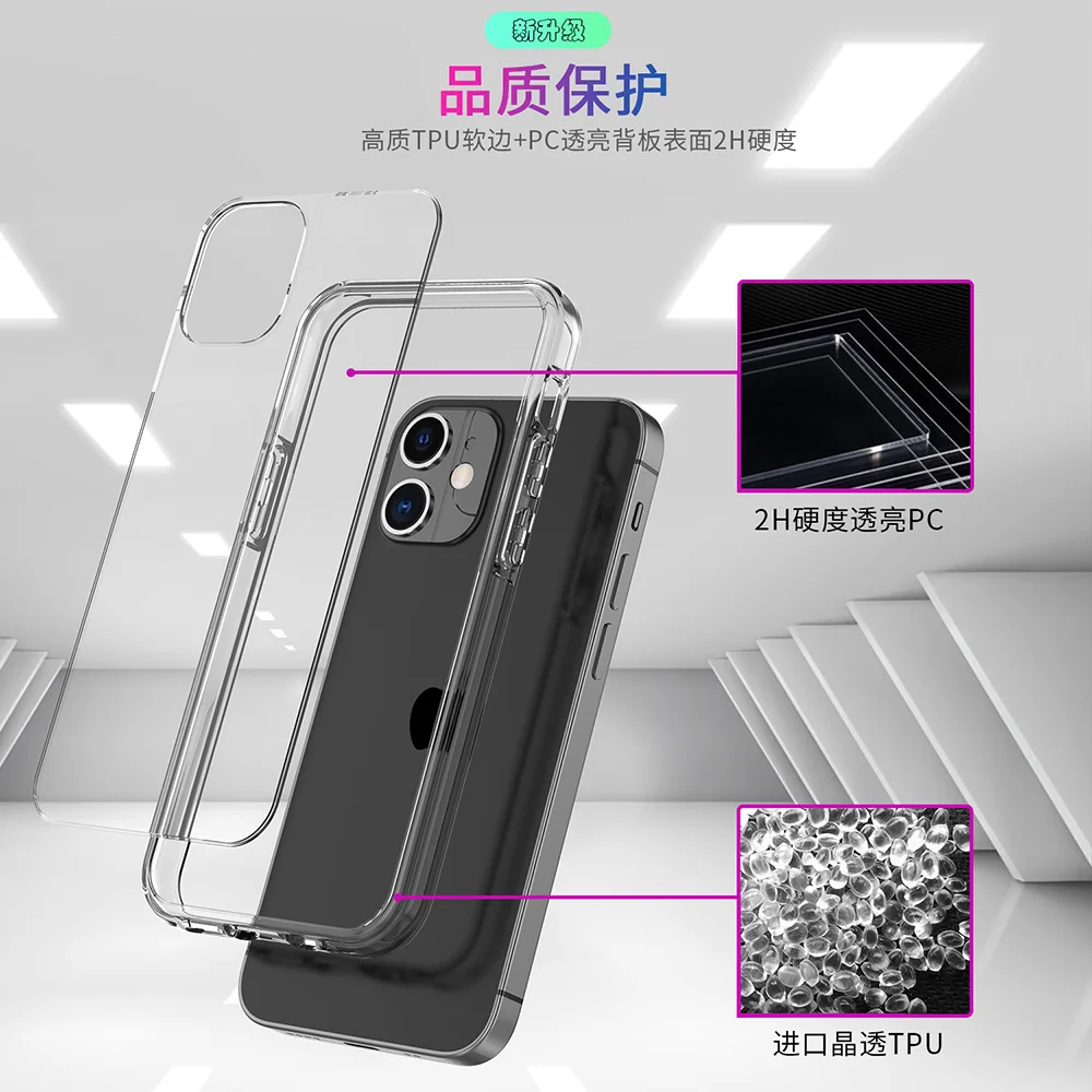 cross-border compatible with iPhone 12mini 5.4 minimalist crystal-clear shockproof phone case Apple in stock