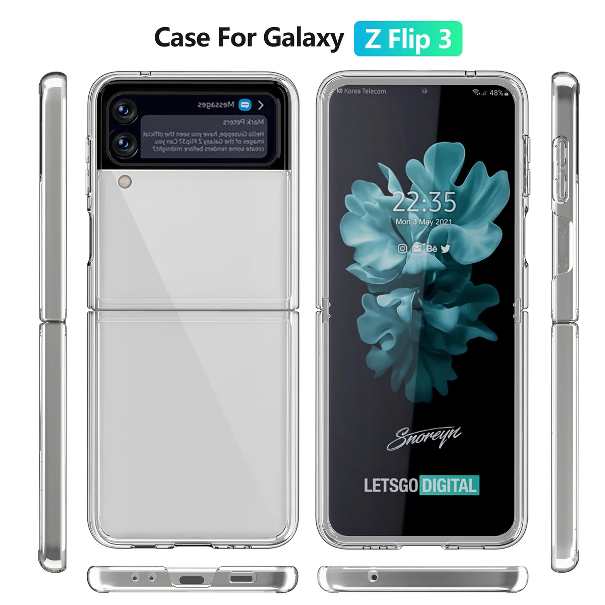 cross-border compatible with Samsung Samsung Z Flip 3 minimalist crystal-clear phone case foldable ultra-clear case Z Flip 4