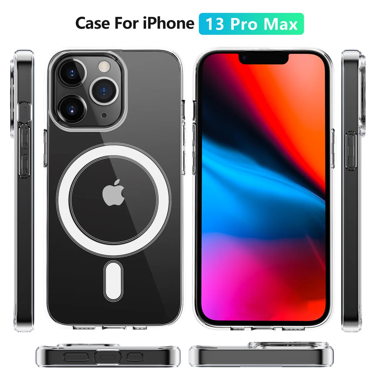 cross-border compatible with Apple iPhone 13 Pro Max6.7 minimalist crystal-clear with magnetic attachment phone case wireless fast charging