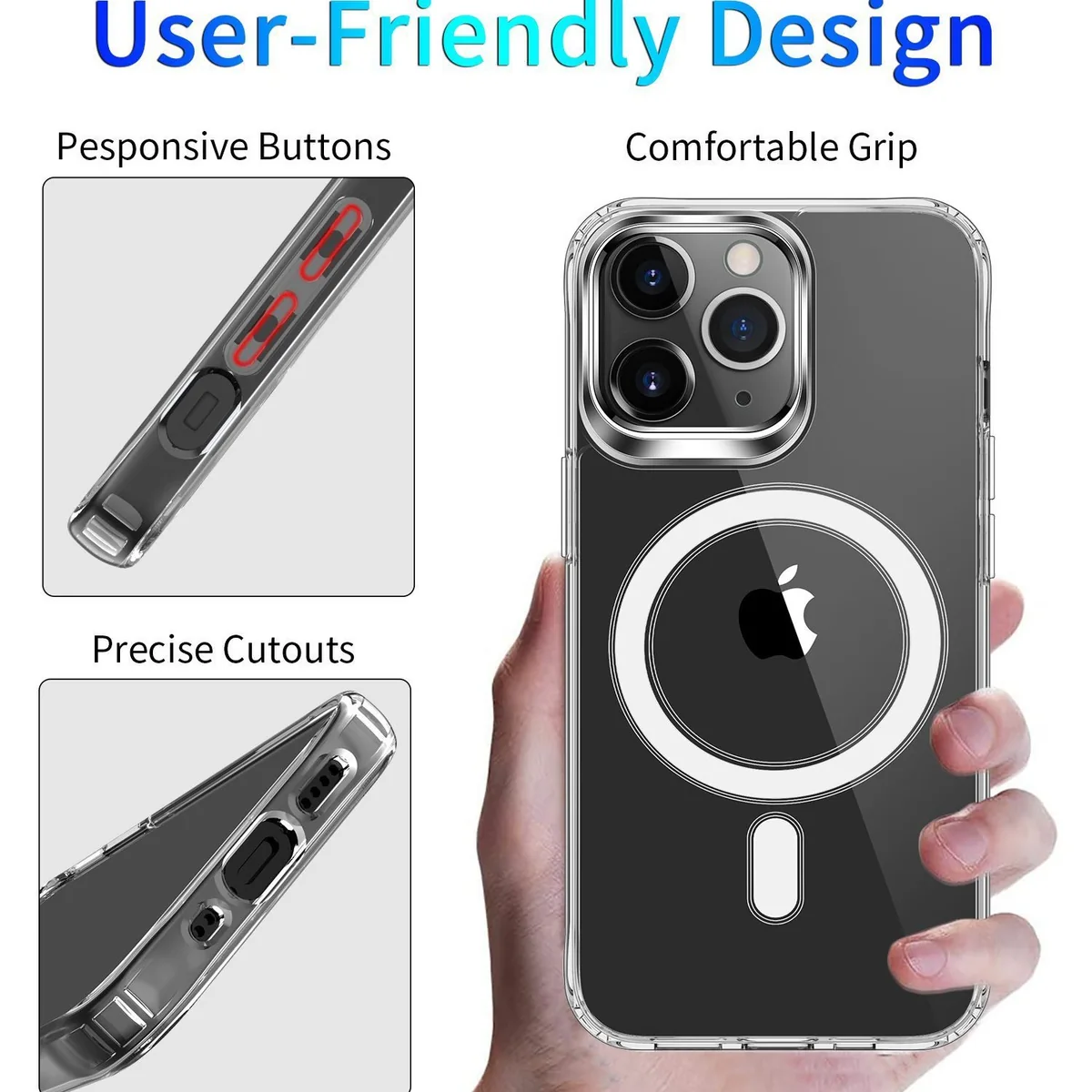 cross-border compatible with Apple iphone13 Pro Max 6.7 reinforced-corner shockproof with magnetic ring ultra-clear shockproof phone case