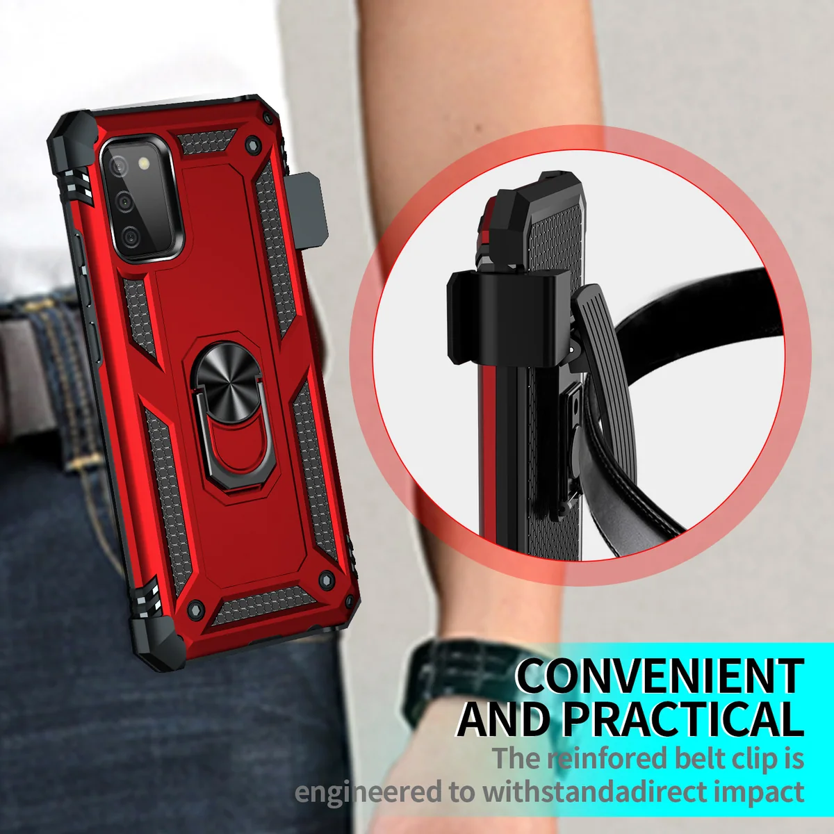 cross-border compatible with Samsung Samsung A02S Trooper shockproof kickstand phone case with sliding holster clip direct manufacturer