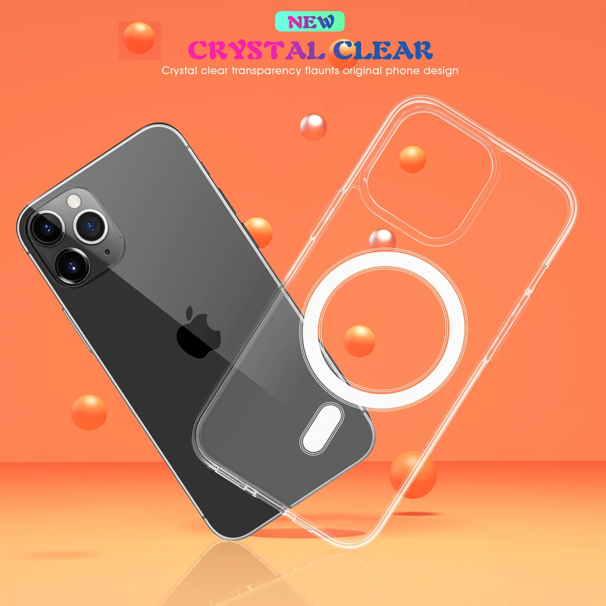 cross-border compatible with Apple iPhone 13 Pro6.1 minimalist crystal-clear shockproof phone case with magnetic attachment wireless fast charging