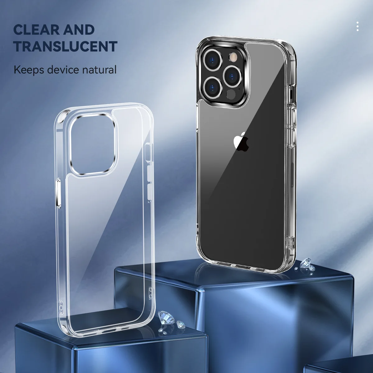 cross-border compatible with Apple iphone13 Pro max crystal-clear shockproof 2.0 ultra-clear phone case electroplated buttons