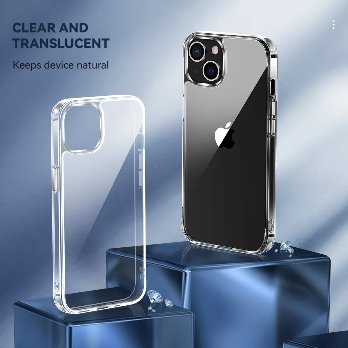 cross-border compatible with Apple iphone13 6.1 crystal-clear shockproof 2. 0 ultra-clear shockproof phone case electroplated buttons