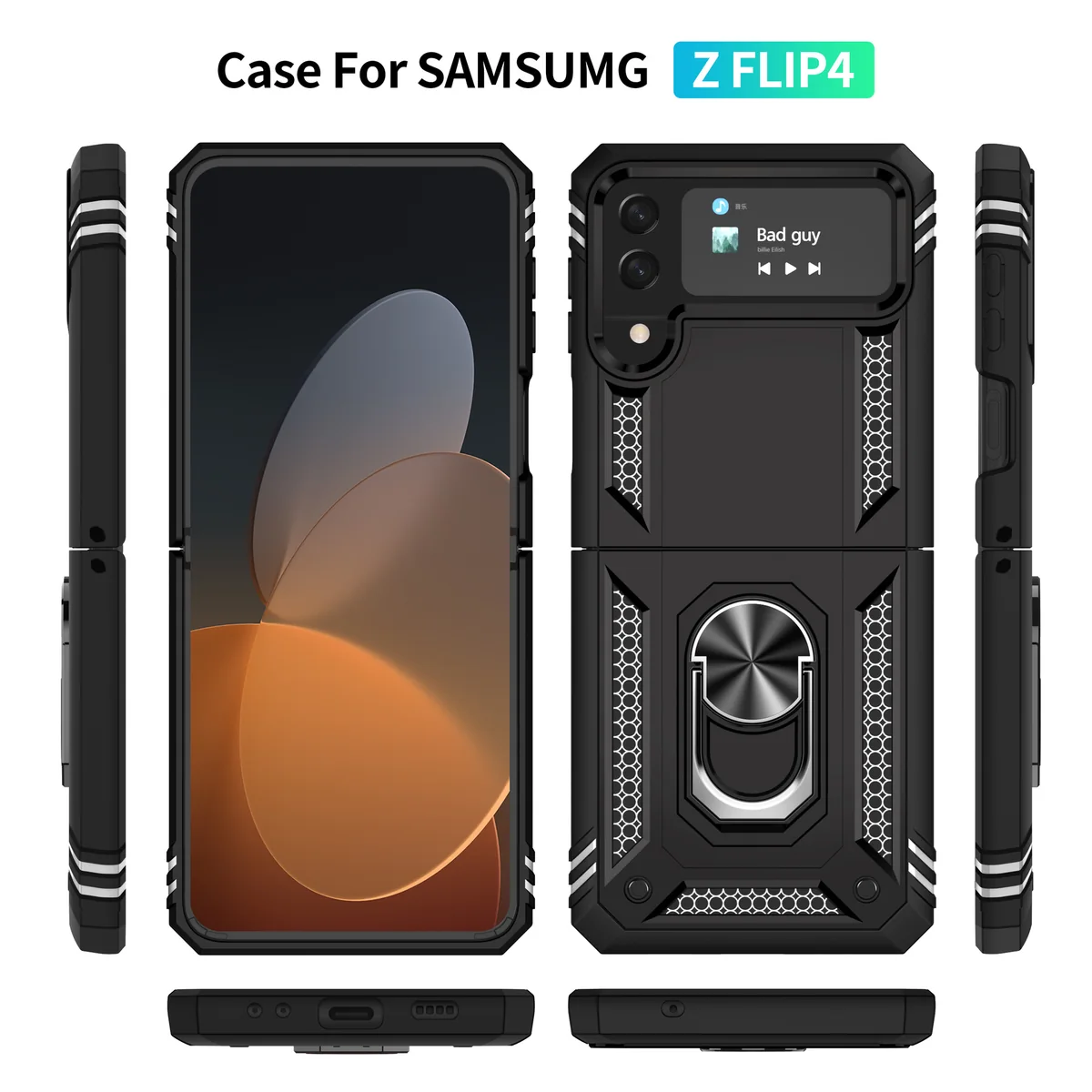 cross-border compatible with Samsung Z Flip4 Trooper shockproof armor kickstand Samsung foldable phone case Z Flip3