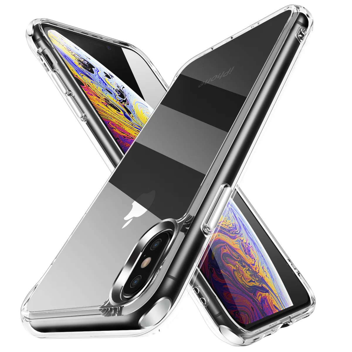 cross-border compatible with Apple iphone XS crystal-clear shockproof 2. 0 ultra-clear scratch-resistant phone case electroplated buttons in stock