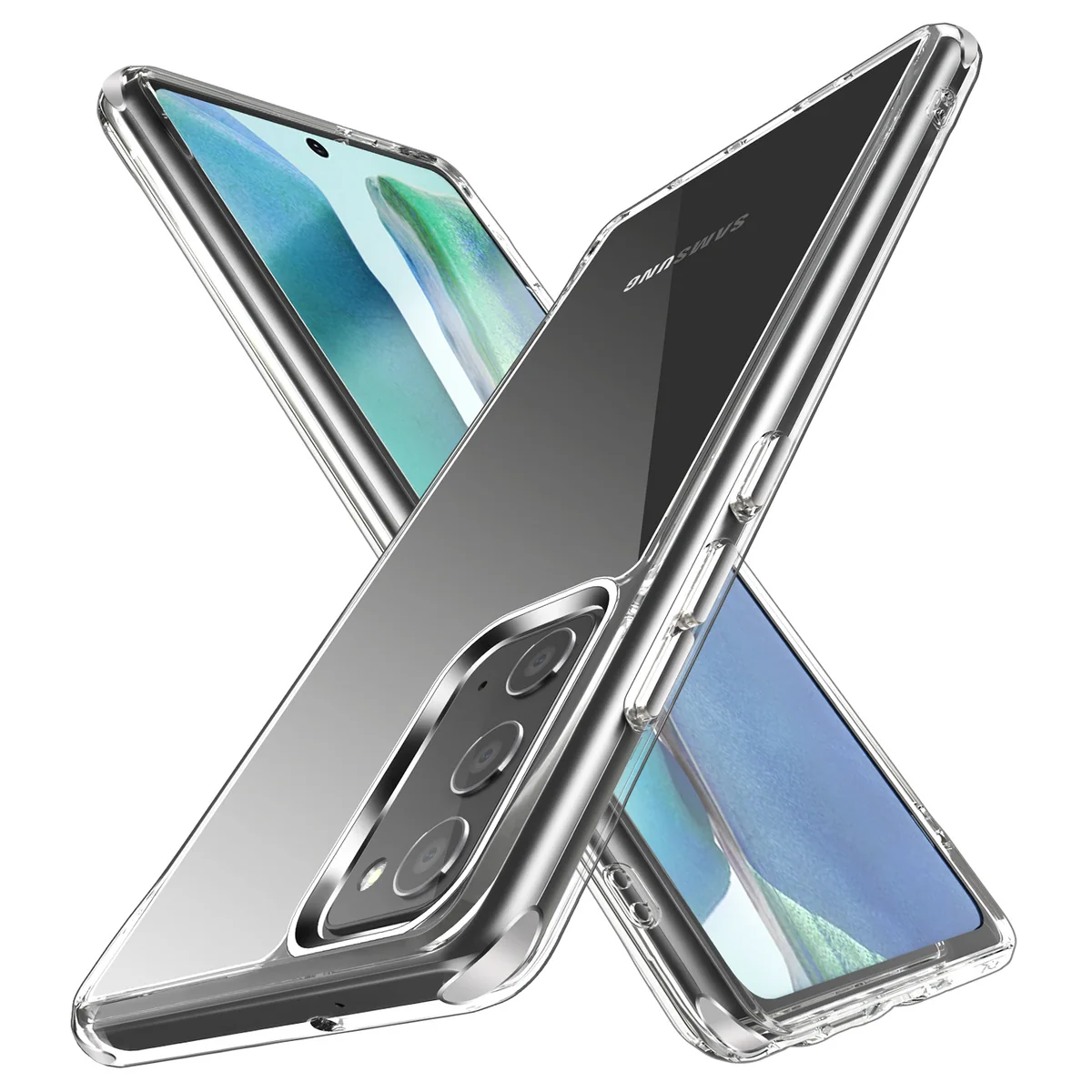 cross-border compatible with Samsung Note20 crystal-clear shockproof 2. 0 acrylic ultra-clear with lanyard hole phone case electroplated buttons