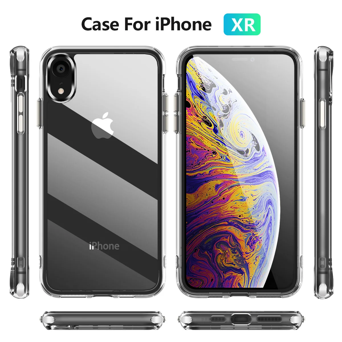 cross-border compatible with Apple iphoneXR crystal-clear shockproof 2. 0 ultra-clear scratch-resistant phone case electroplated buttons in stock