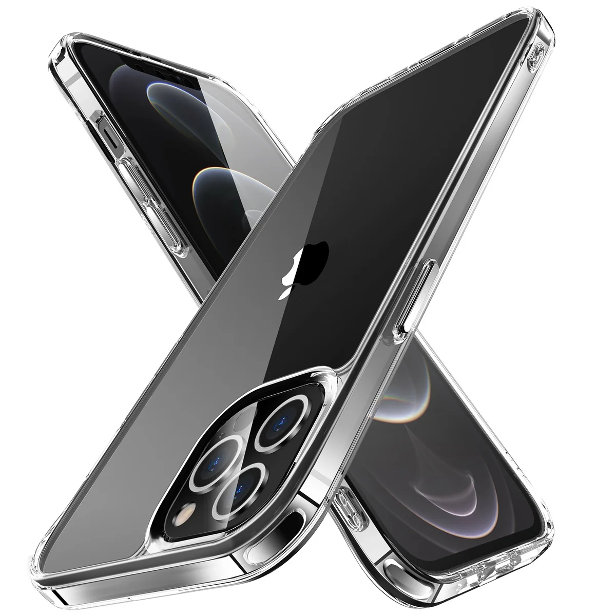 cross-border compatible with Apple iphone12Pro Max crystal-clear shockproof 2. 0 ultra-clear phone case electroplated buttons