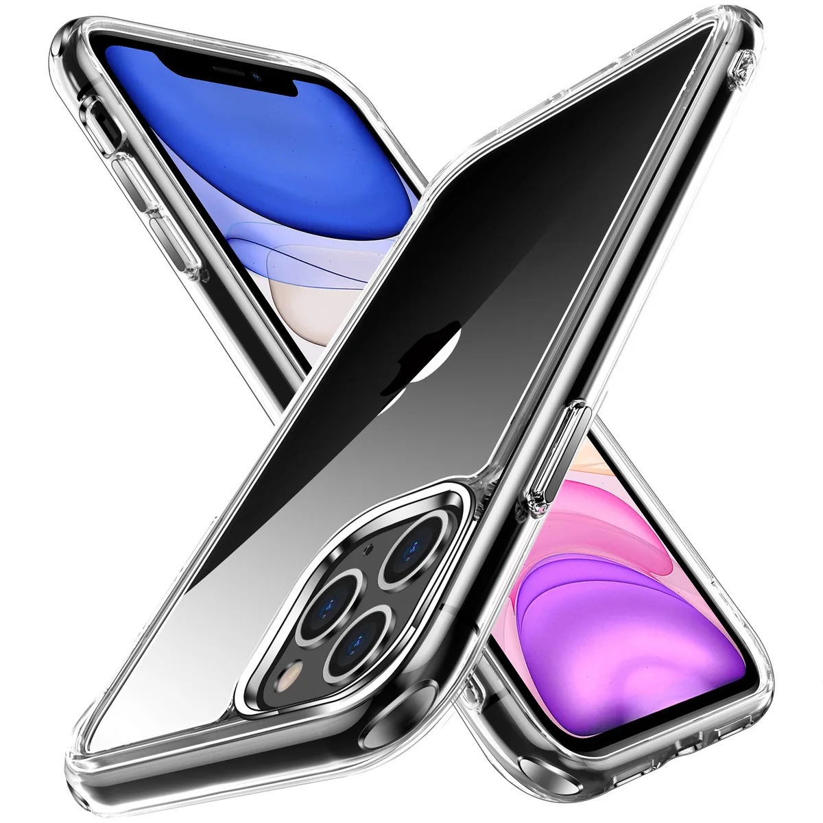 cross-border compatible with Apple iphone11 Pro Max crystal-clear shockproof 2. 0 electroplated buttons phone case soft bumper