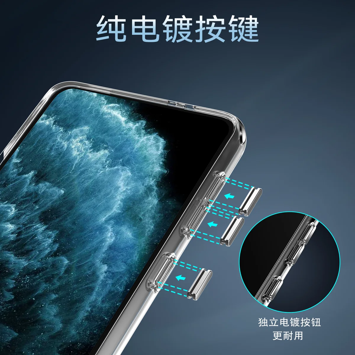 cross-border compatible with Samsung Samsung A52 crystal-clear shockproof 2. 0 acrylic transparent phone case electroplated buttons