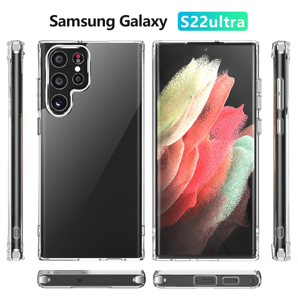 cross-border compatible with Samsung S22 Ultra crystal-clear shockproof 2. 0 acrylic ultra-clear scratch-resistant phone case electroplated button