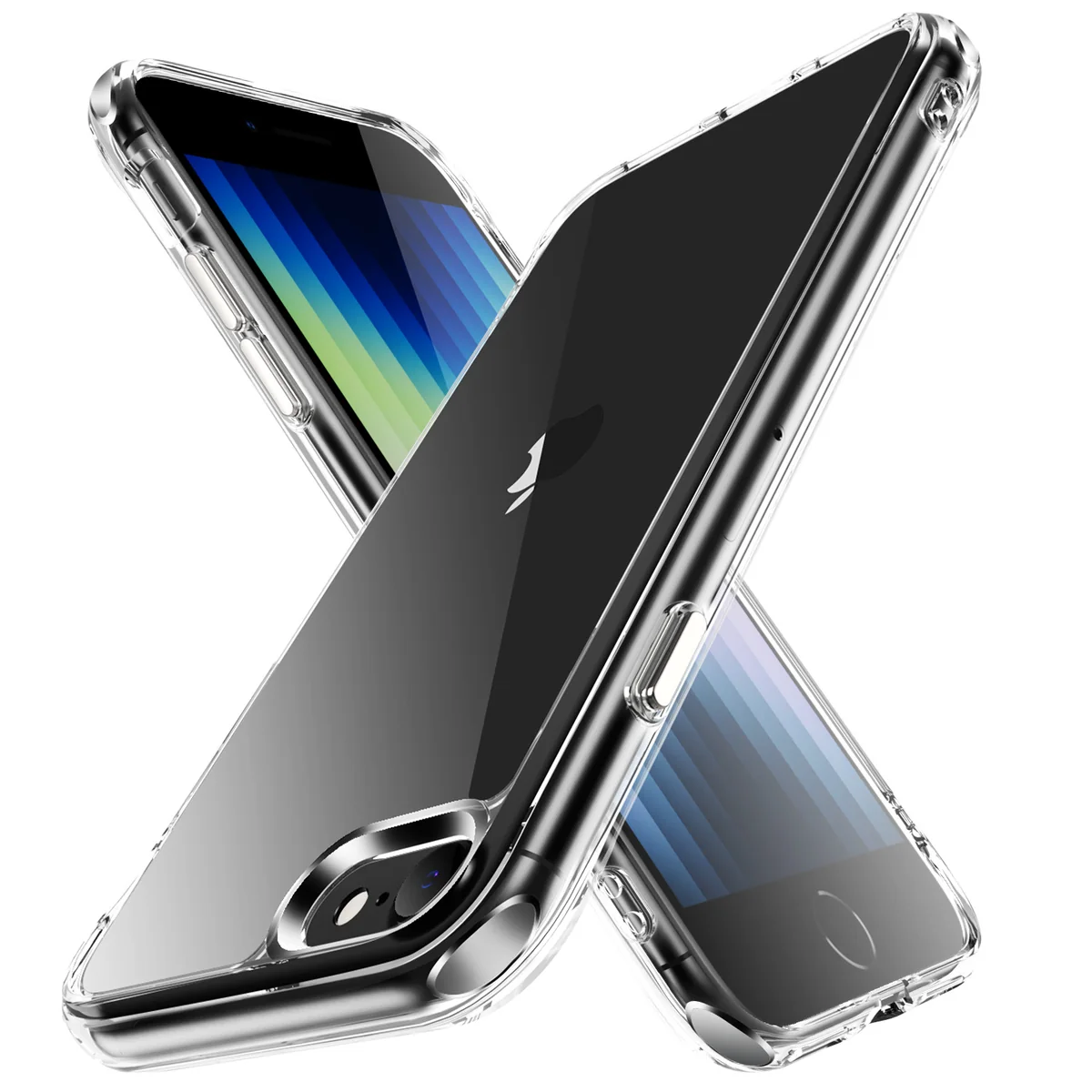 cross-border compatible with Apple iphoneSE3 2022 crystal-clear shockproof 2. 0 ultra-clear phone case electroplated buttons in stock