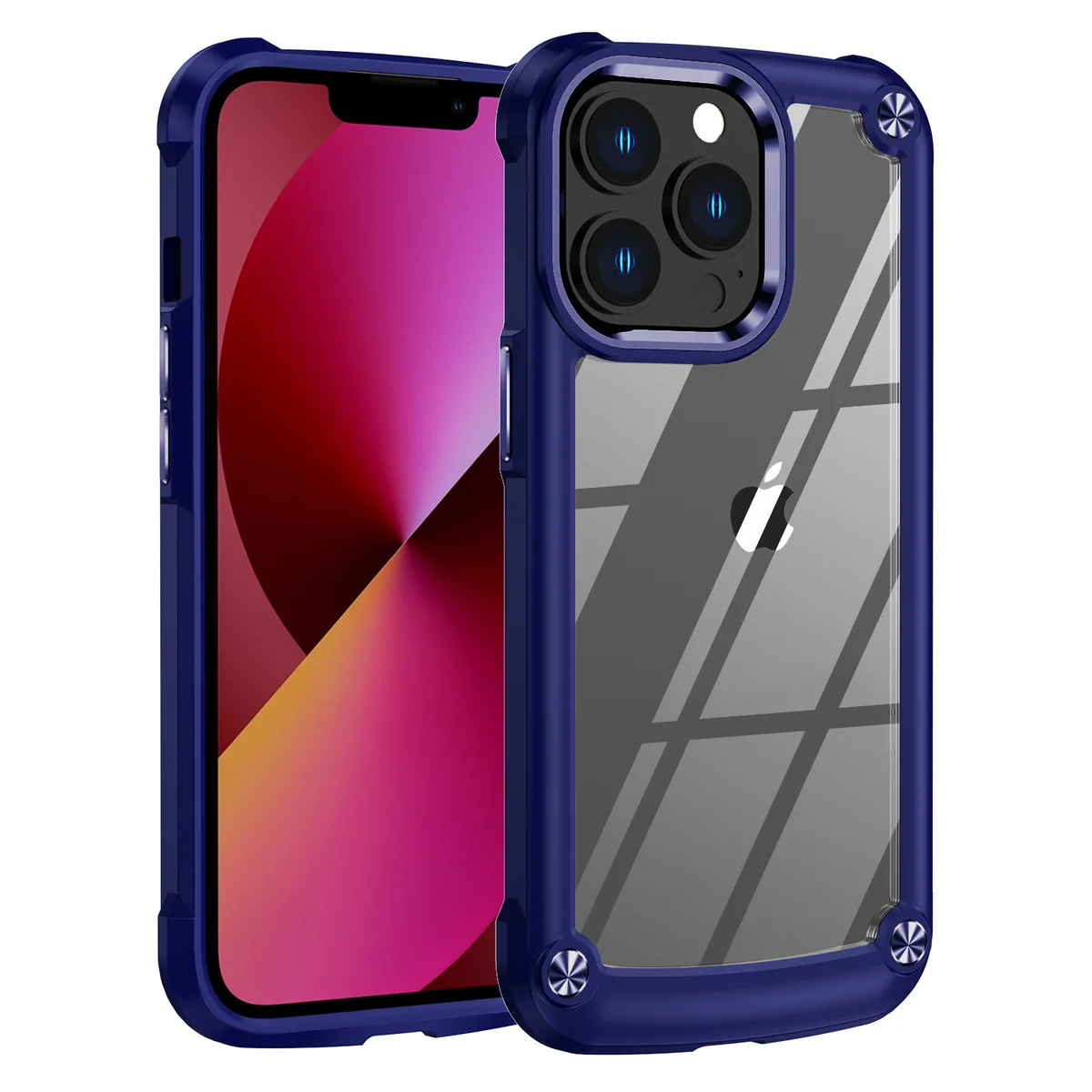 cross-border compatible with Apple iPhone 13 Pro 6.1 Golden-Wing Bird shockproof transparent phone case metal buttons