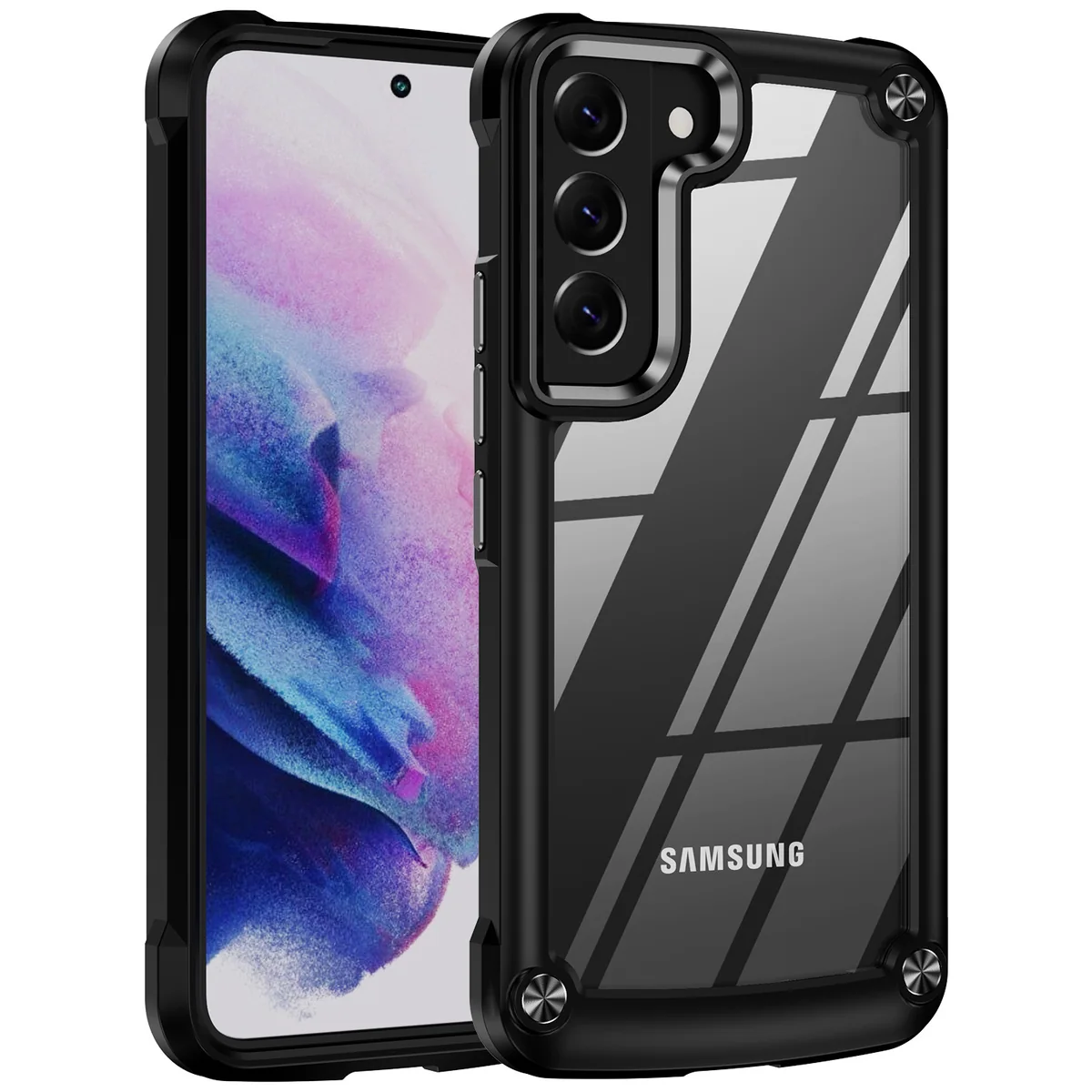 cross-border compatible with Samsung Samsung S21 Pro Golden-Wing Bird shockproof transparent phone case wireless charging metal buttons