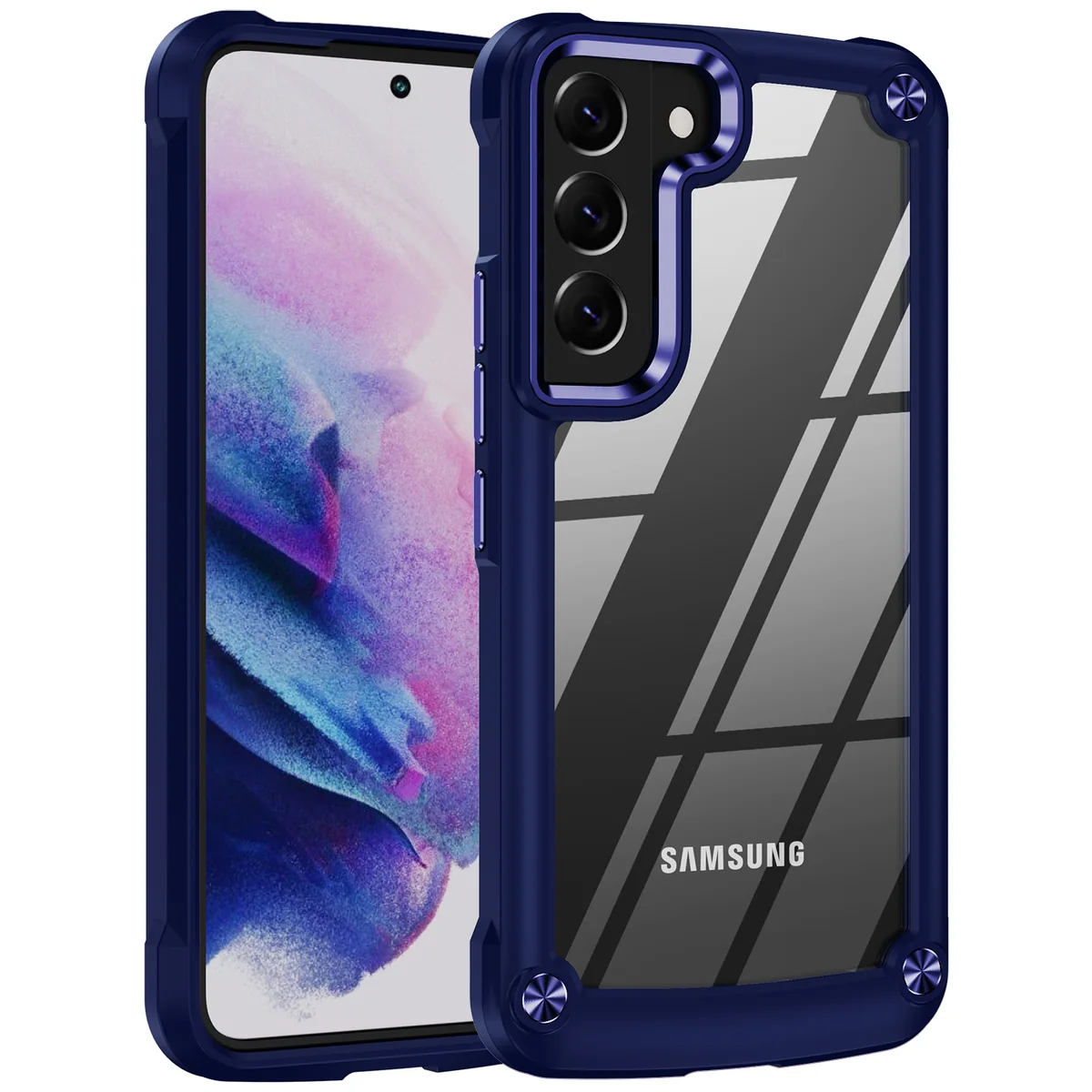 cross-border compatible with Samsung Samsung S22 Golden-Wing Bird shockproof transparent phone case wireless charging metal buttons in stock