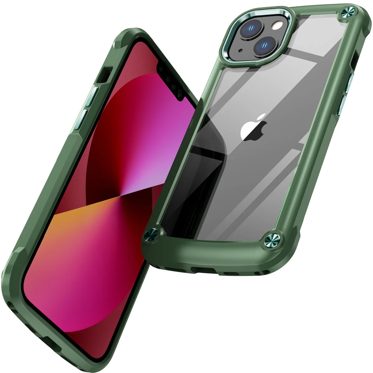cross-border compatible with Apple iPhone 13 6.1 Golden-Wing Bird shockproof transparent phone case metal buttons with alloy layer