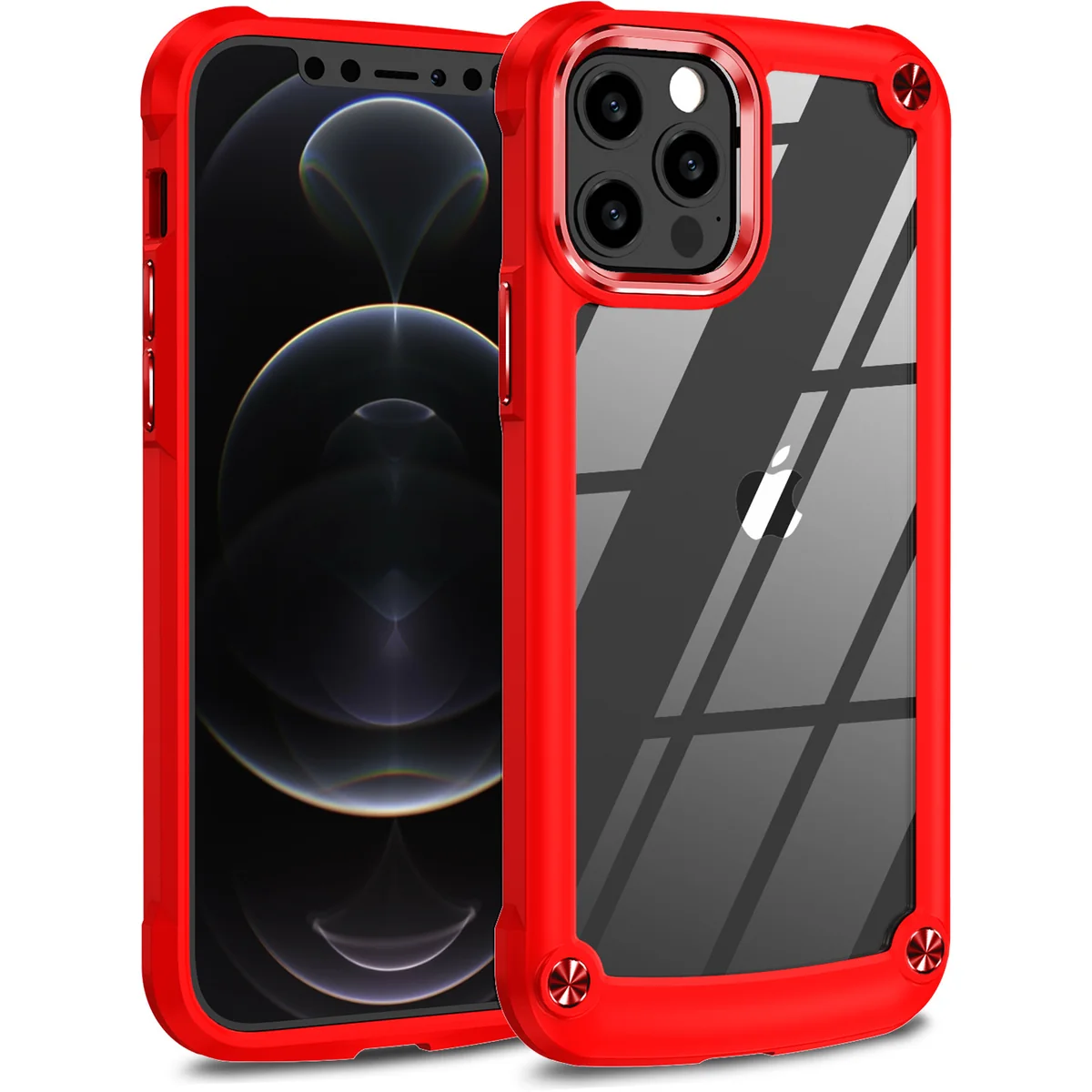 cross-border compatible with Apple iPhone 12 Pro 6.1 Golden-Wing Bird shockproof transparent phone case metal buttons in stock
