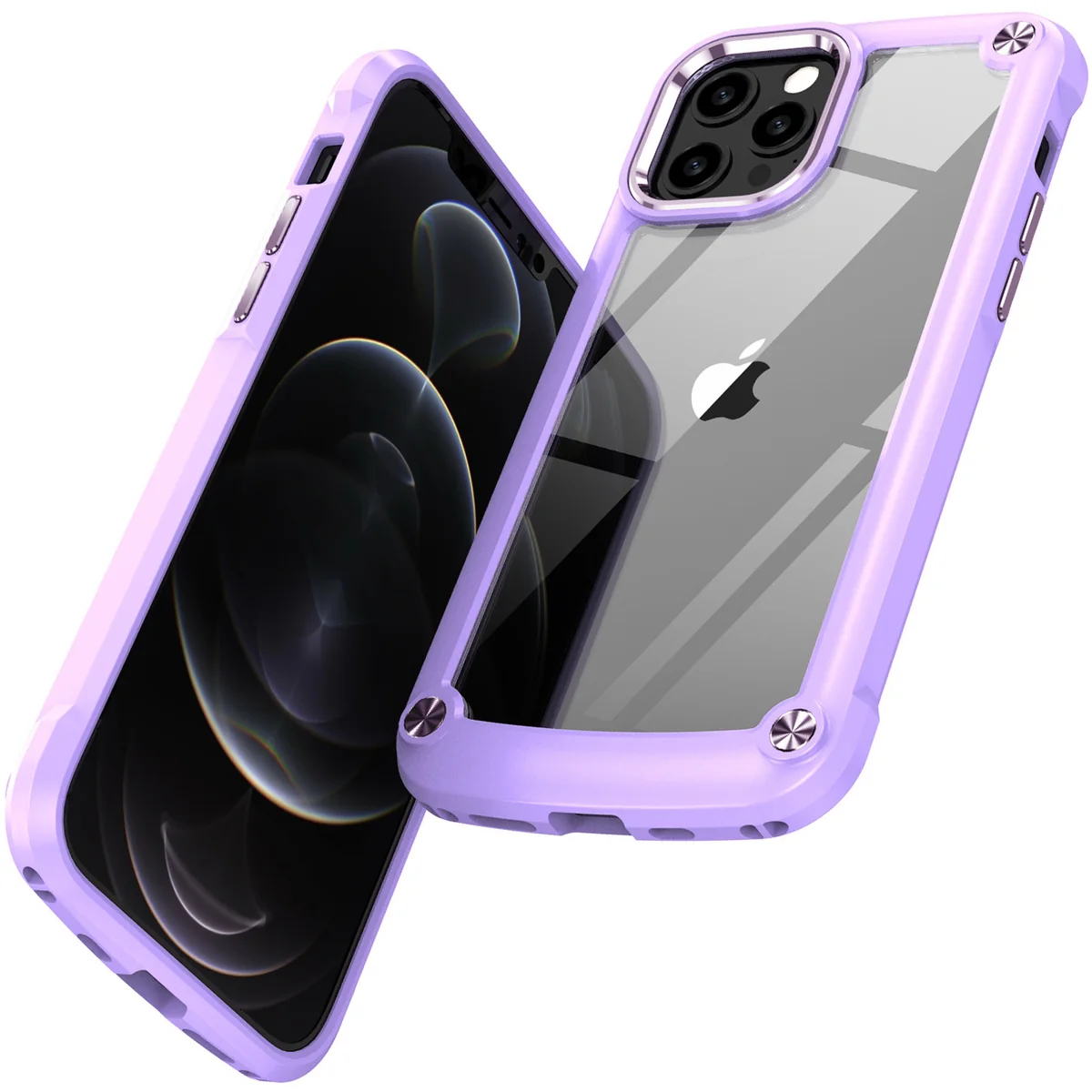 cross-border compatible with Apple iPhone 12 Pro Max6.7 Golden-Wing Bird shockproof transparent phone case metal buttons