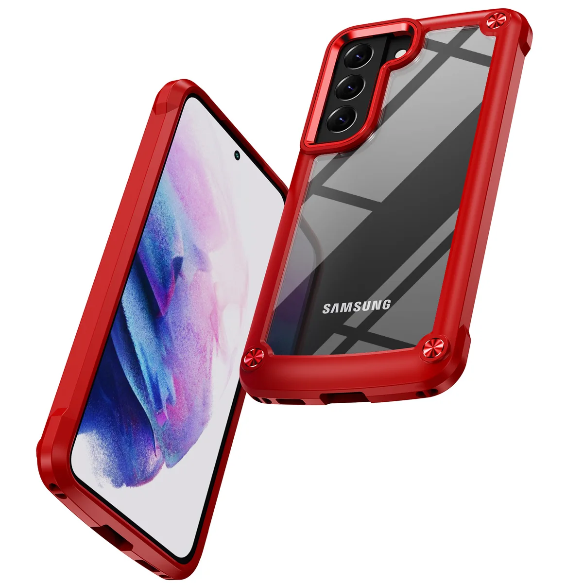 cross-border compatible with Samsung Samsung S21 Golden-Wing Bird reinforced-corner shockproof transparent phone case wireless charging metal buttons