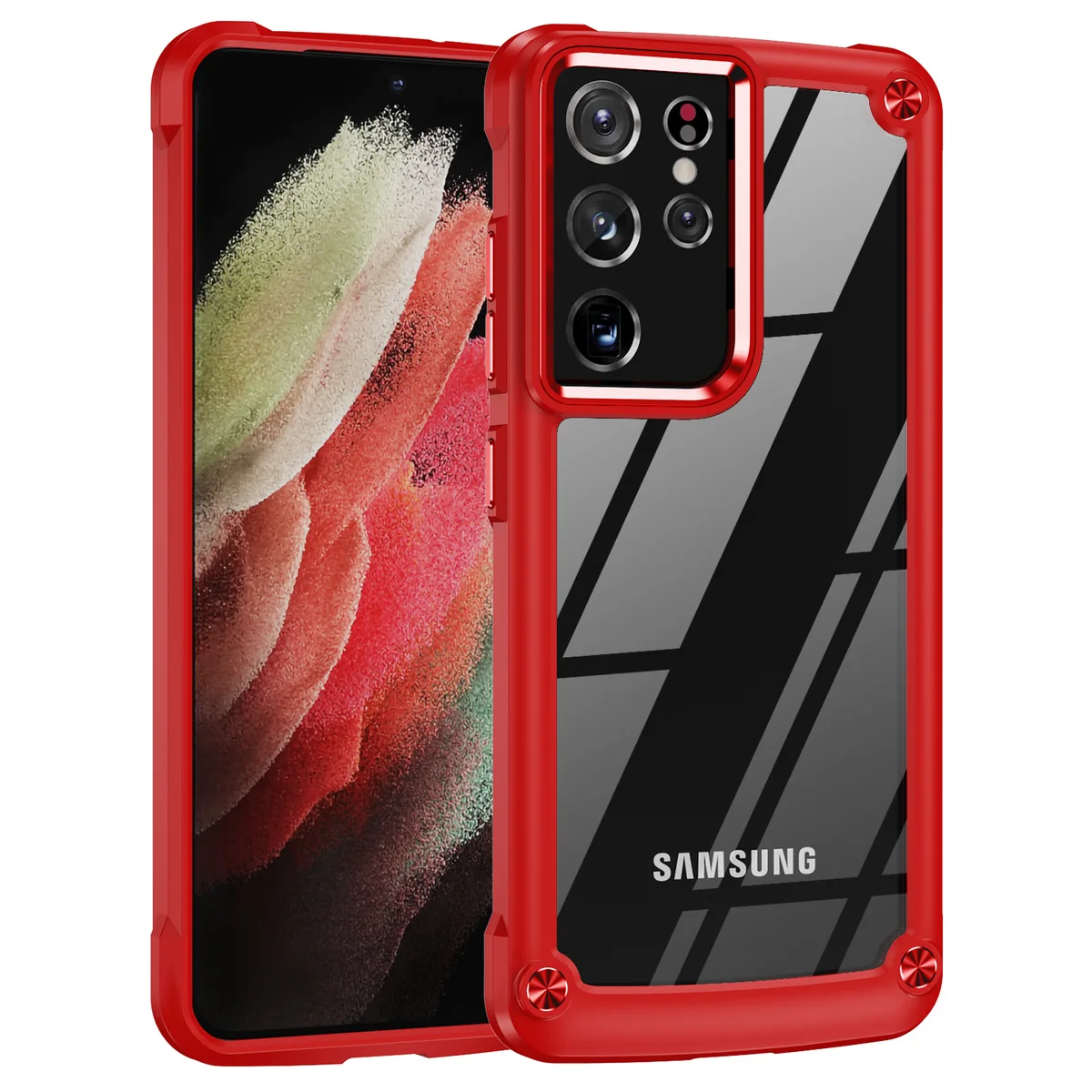 cross-border compatible with Samsung Samsung S21Uluta Golden-Wing Bird shockproof transparent phone case wireless charging metal buttons
