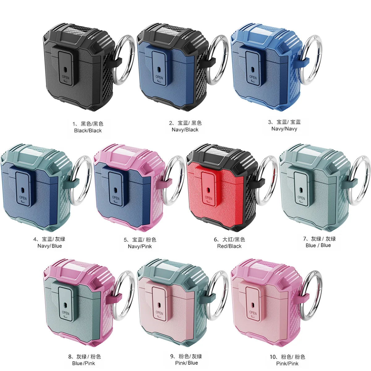 cross-border e-commerce compatible with Airpod Case one-button opening Commuter shockproof earbud case compatible with 1st and 2nd generation in stock