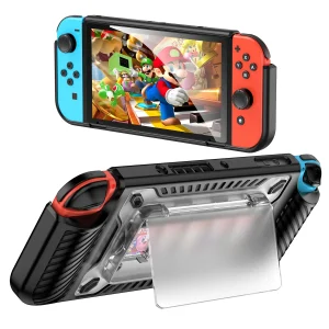 compatible with Nintendo Switch oled version handheld game console protective case with game card holder holds 5 game cards