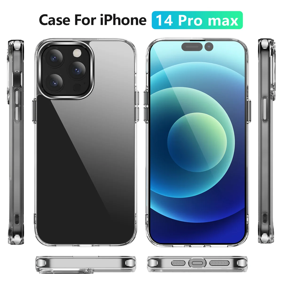 cross-border compatible with Apple iphone14Pro Max 6.7 crystal-clear shockproof 2.0mm ultra-clear phone case in stock