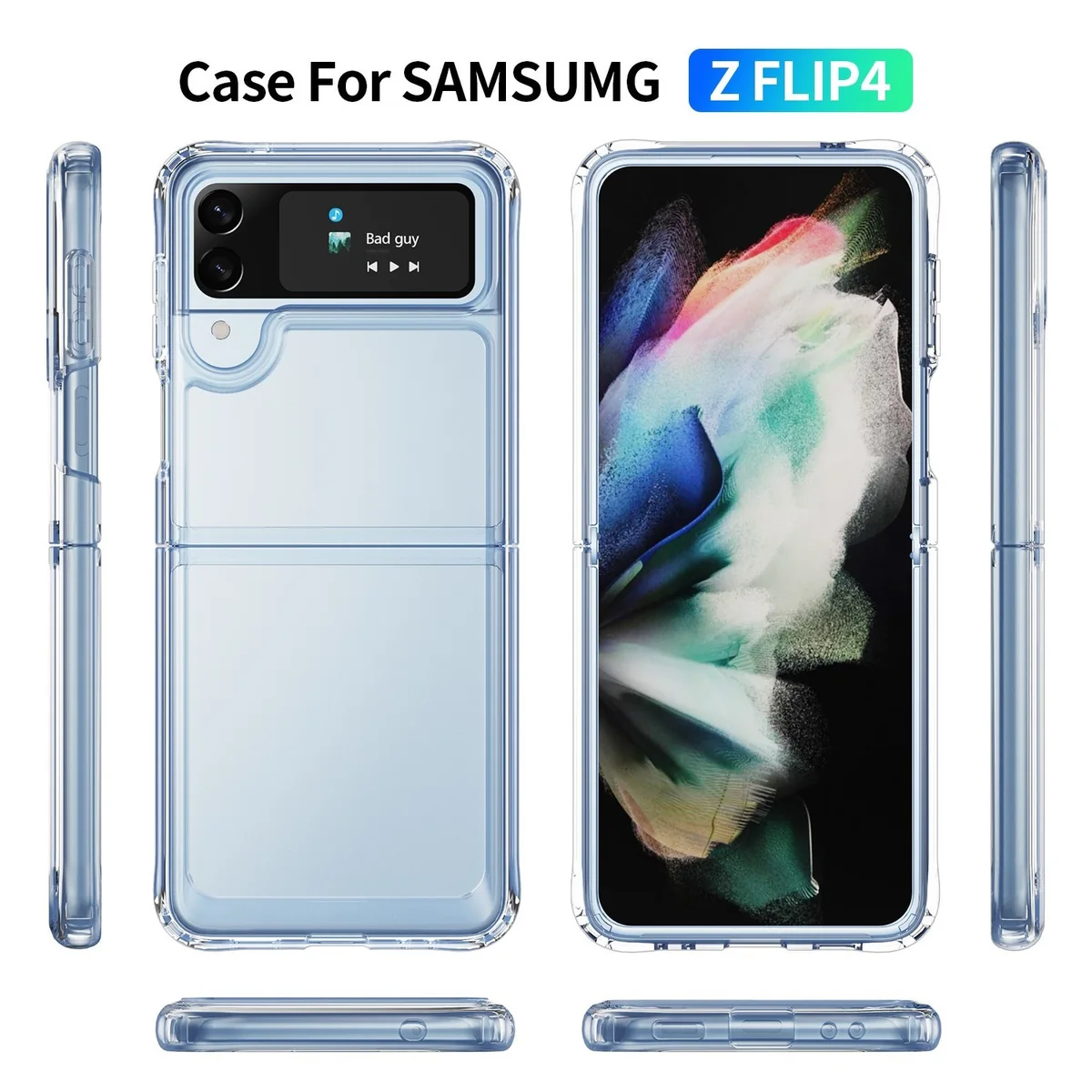 cross-border compatible with Samsung SAMSUMG Z Flip4 reinforced-corner shockproof foldable phone case ultra-clear shockproof in stock