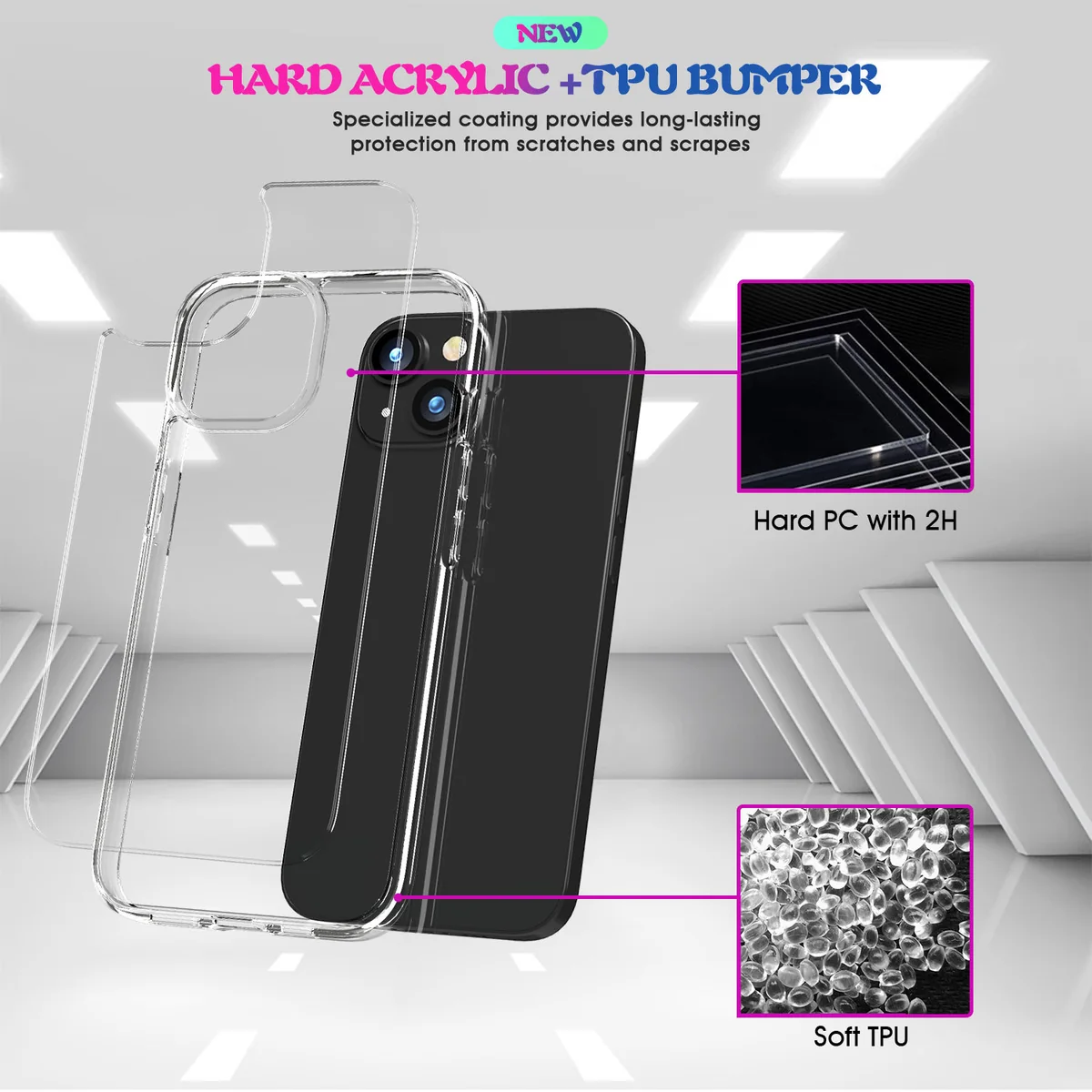 cross-border compatible with Apple iPhone 14 6.1 minimalist crystal-clear shockproof phone case ultra-clear scratch-resistant in stock