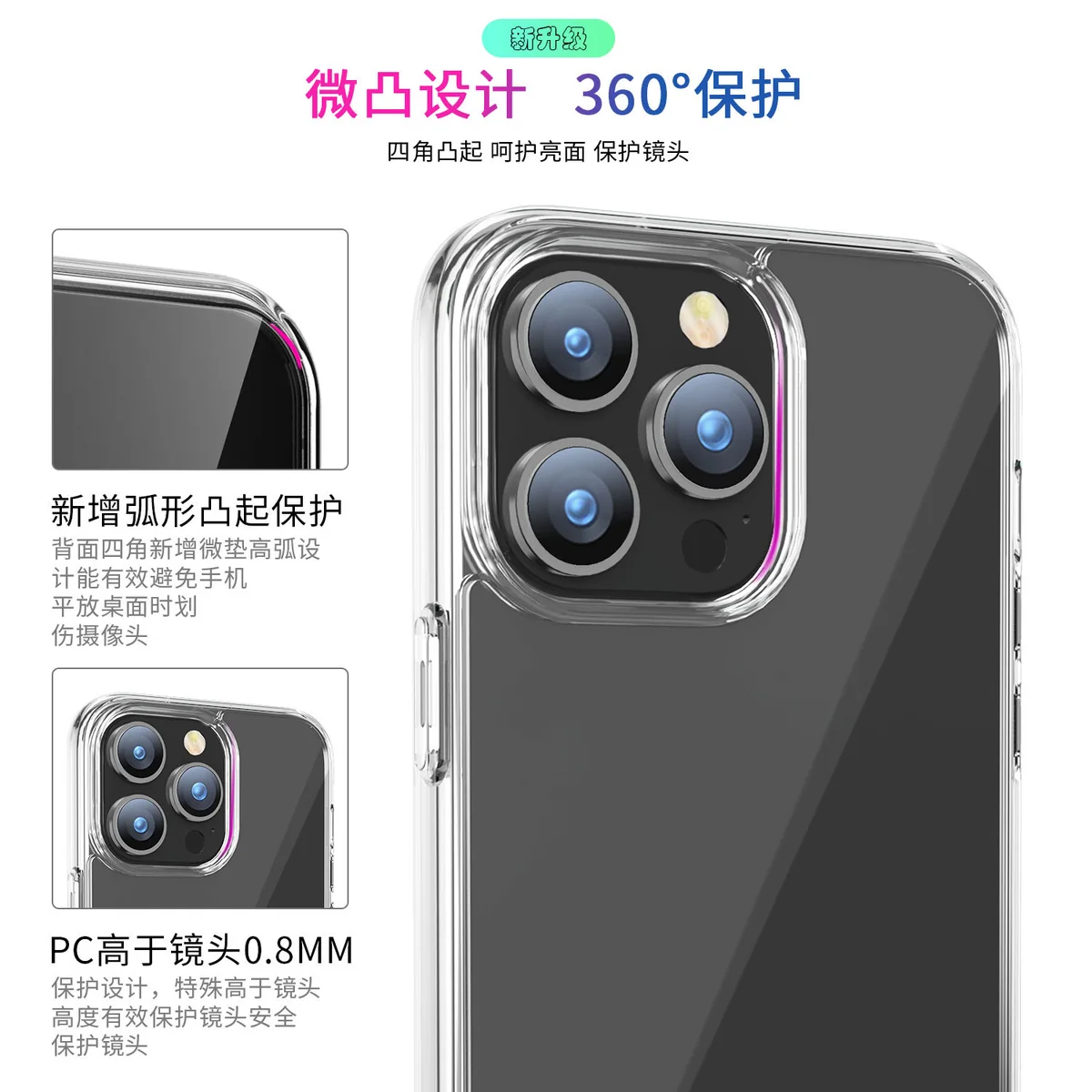cross-border compatible with Apple iPhone 14 Pro Max 6.7 minimalist crystal-clear shockproof phone case ultra-clear scratch-resistant