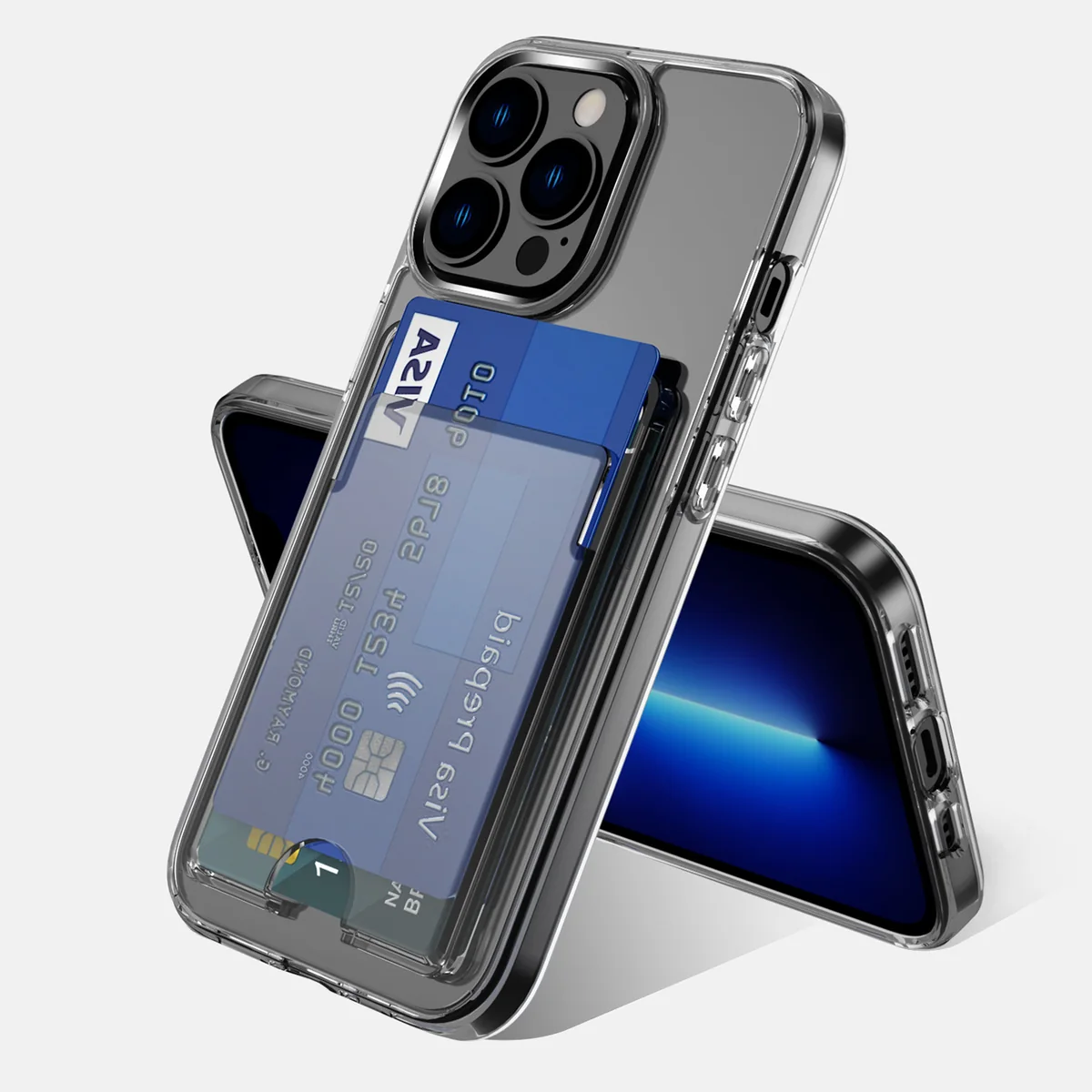 cross-border compatible with Apple iPhone 13 Pro Max 6.7 minimalist crystal-clear card slot shockproof phone case in stock