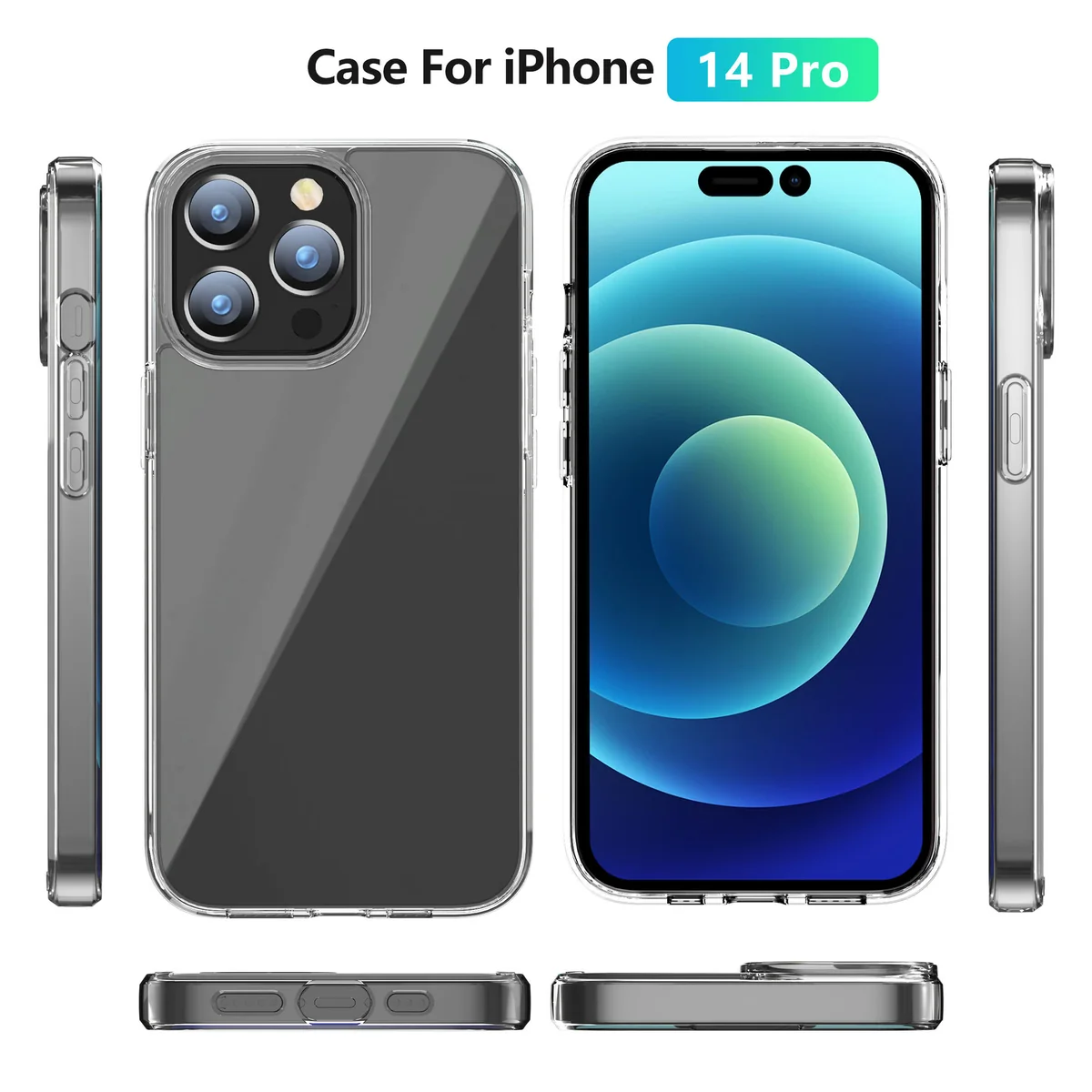 cross-border compatible with Apple iPhone 14 Pro 6.1 minimalist crystal-clear shockproof phone case ultra-clear scratch-resistant in stock