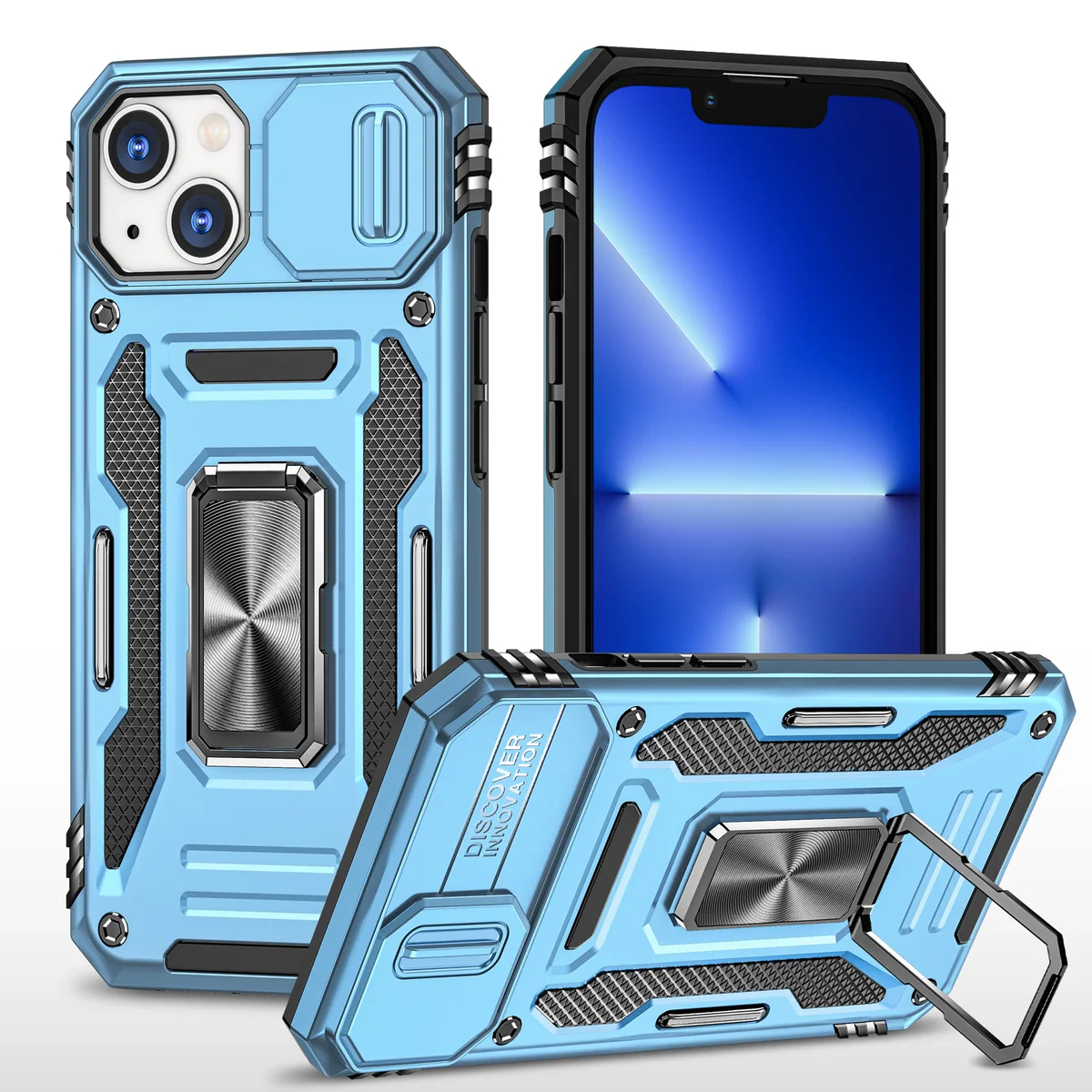 cross-border compatible with Apple iPhone13 6.1 Kejiang shockproof phone case car-mount compatible adjustable for viewing metal hardware kickstand