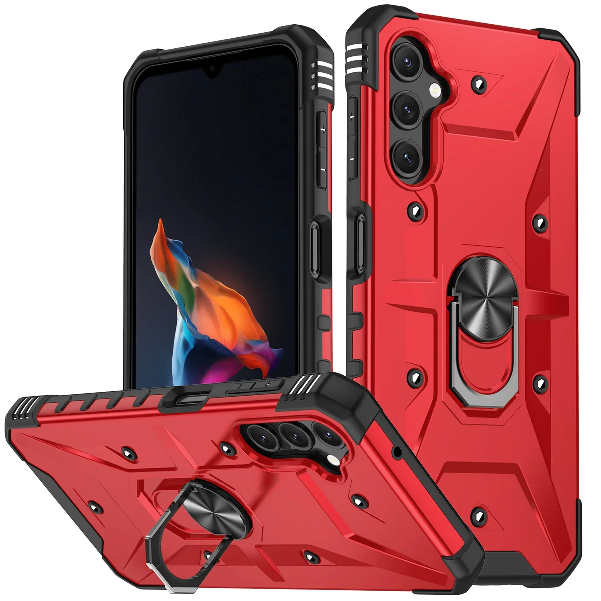 cross-border e-commerce compatible with Samsung A14 5G Wenjie with ring shockproof dual protection phone case car mount in stock