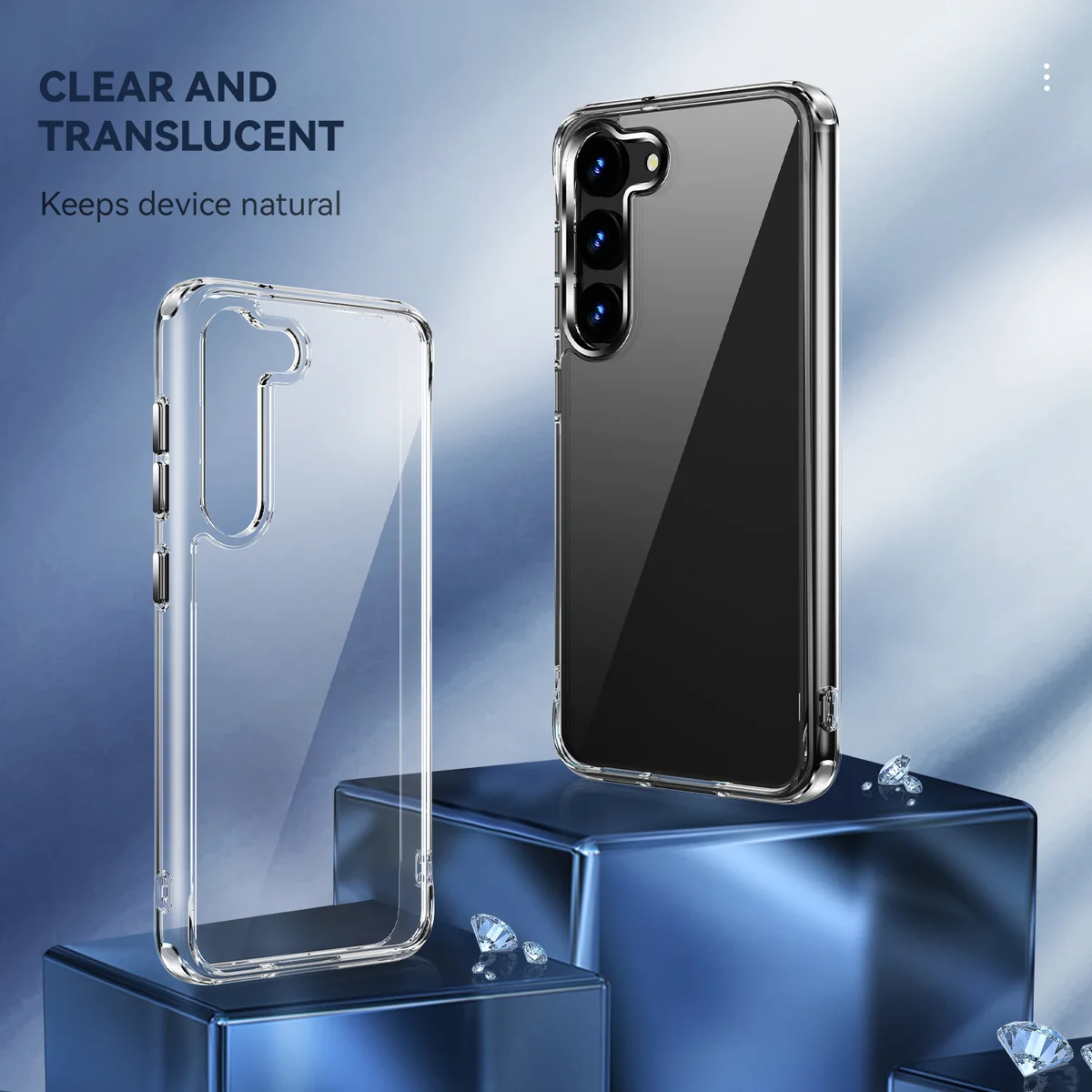 cross-border compatible with Samsung Samsung S23 crystal-clear shockproof 2. 0 acrylic phone case electroplated buttons in stock