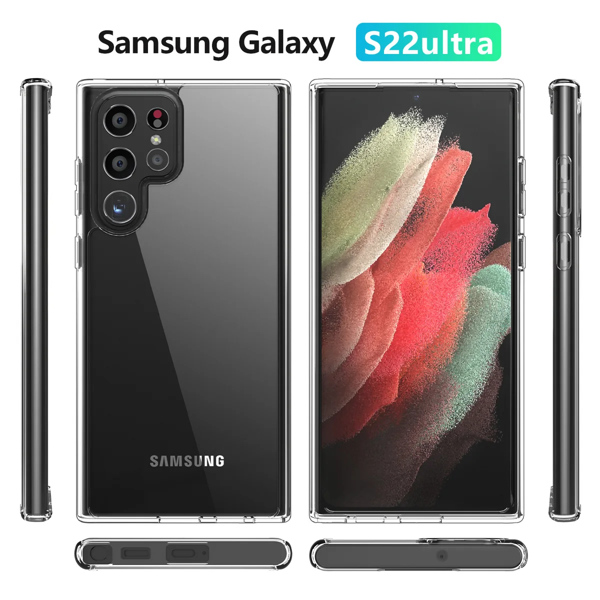 cross-border compatible with Samsung S22Ultra minimalist crystal-clear shockproof phone case ultra-clear manufacturer in stock volume discounts available