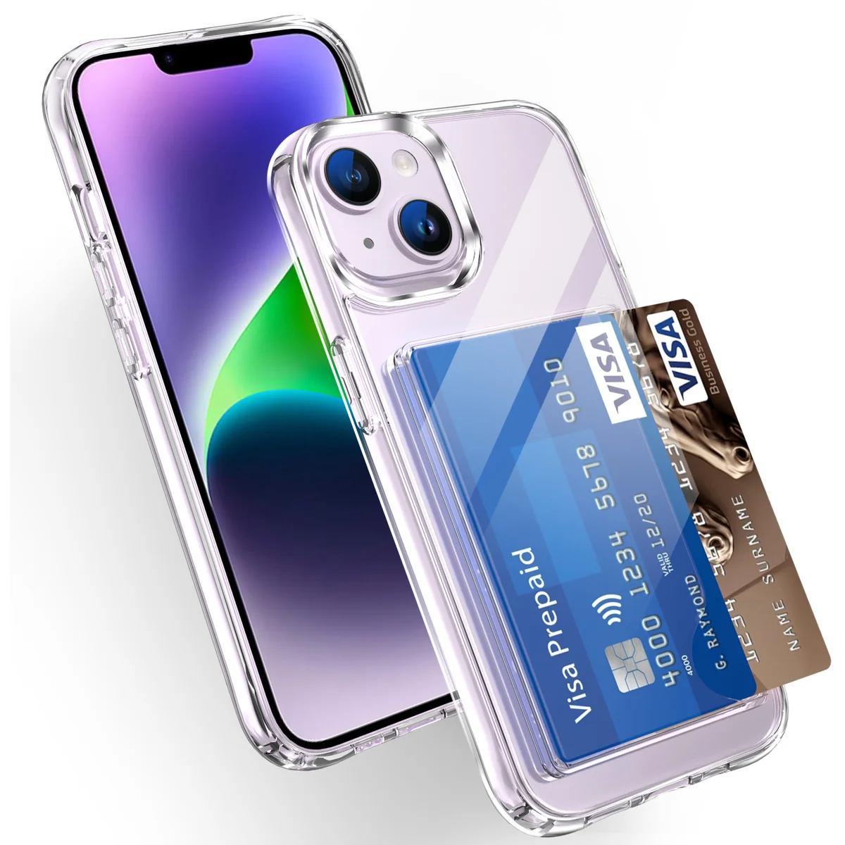 cross-border compatible with Apple iphone14 Plus 6.7 reinforced-corner shockproof card slot holds two card phone case