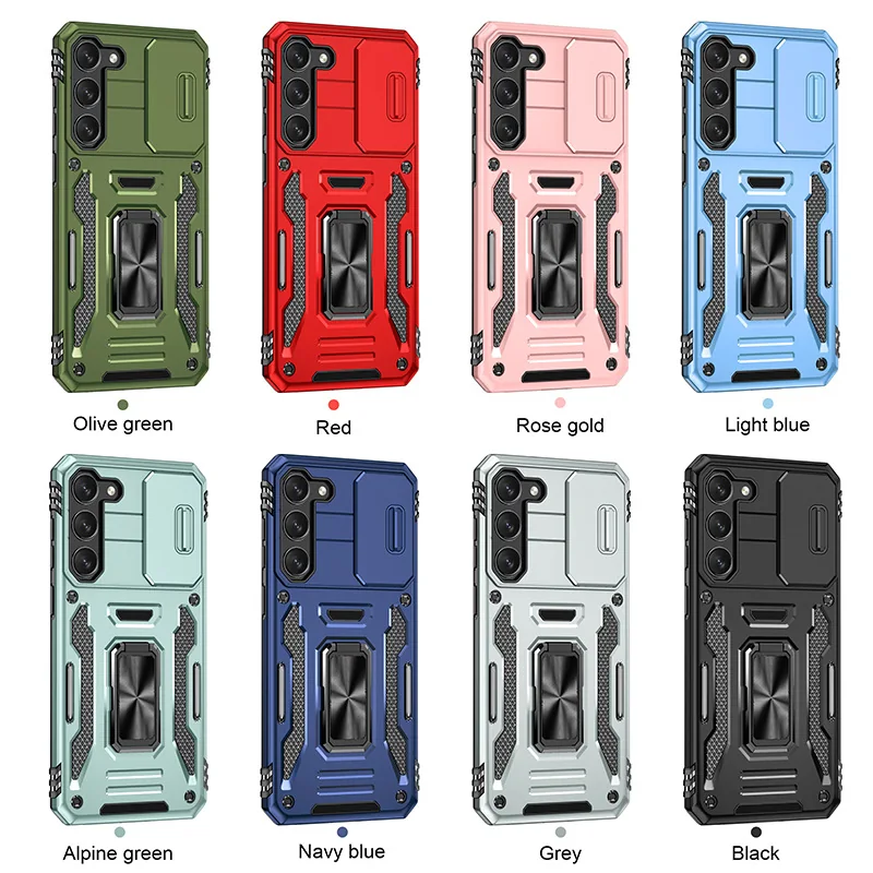 cross-border compatible with Samsung S23 Kejiang shockproof phone case 2-in-1 sliding camera cover kickstand direct manufacturer volume discounts available
