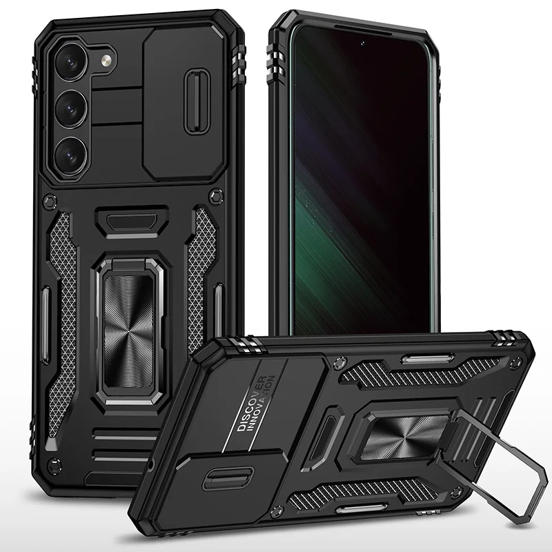cross-border compatible with Samsung S23Plus Kejiang shockproof phone case sliding camera cover kickstand direct manufacturer volume discounts available